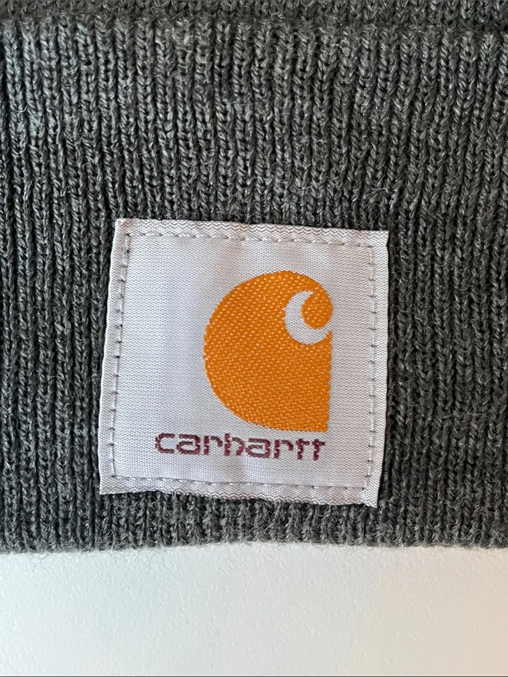 Carhartt Dark Gray Beanie with Gold Logo Patch